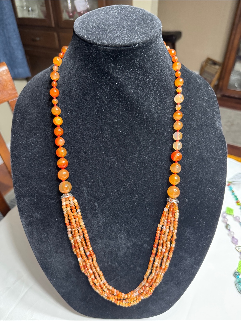 Carnelian necklace.  32”
